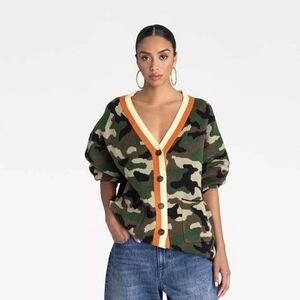 KBB by KAHLANA x Target Women's The Slouchy Cardigan Olive Camo Sweater LARGE